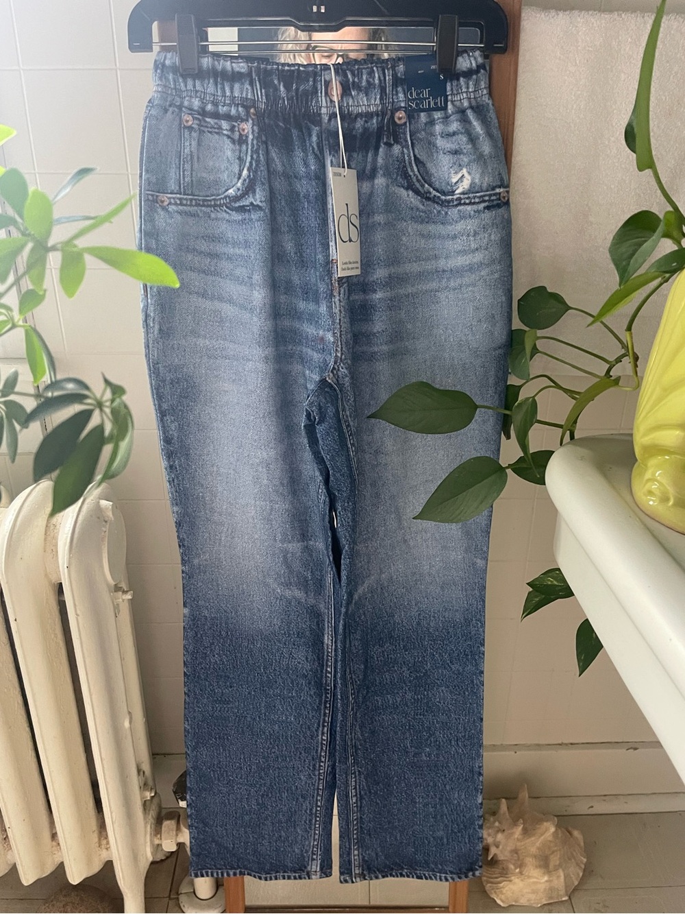 ZENIM-Scarlett Distressed Medium Blue Straight Leg Jeans  Small